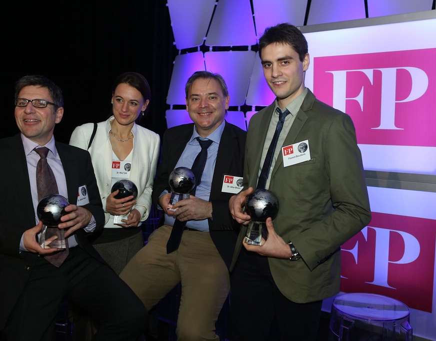 Jakob Heier, Rita Toth, Artur Braun, and Florent Boudoire with FP Award Globes